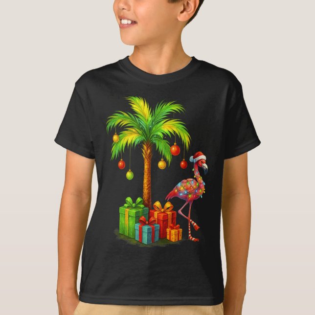 Camiseta Nk Flamingo Christmas Palm Tree Trocal Xmas  (Anverso)