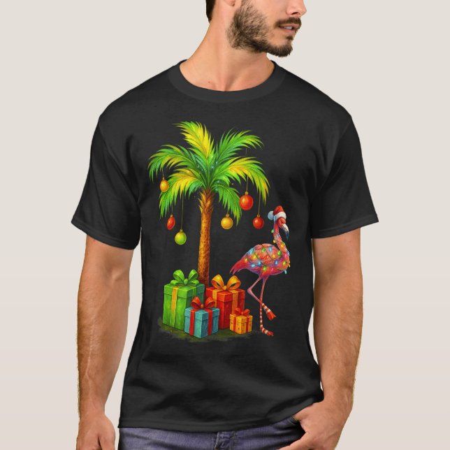 Camiseta Nk Flamingo Christmas Palm Tree Trocal Xmas  (Anverso)