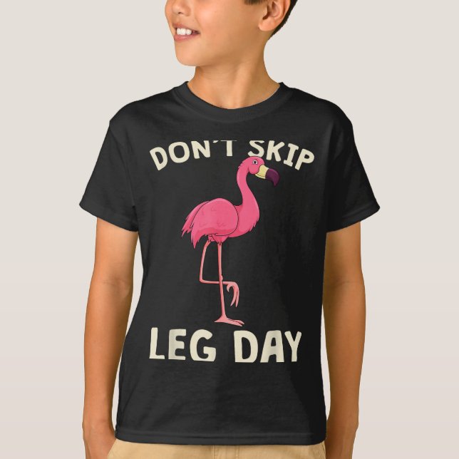 Camiseta Nk Flamingo Workou Don't Skip Leg Day Gym Fitness  (Anverso)