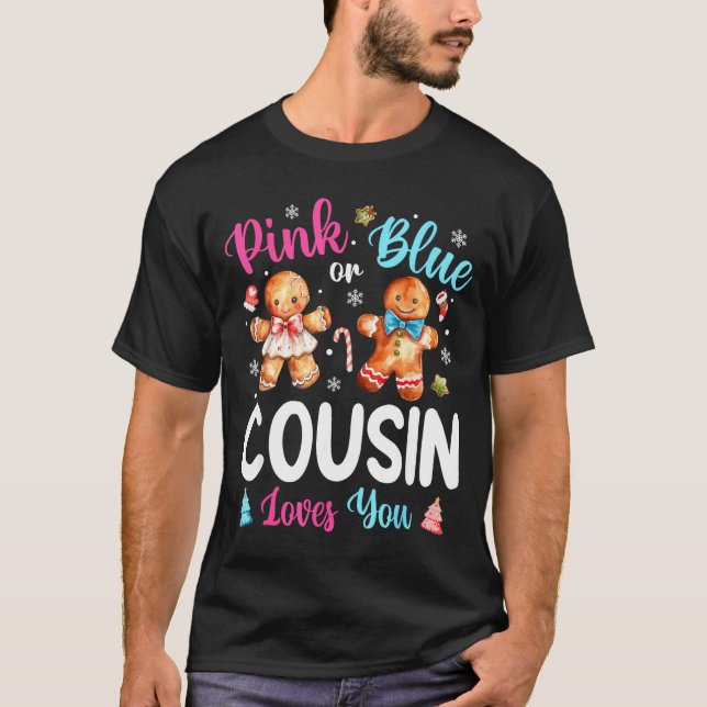 Camiseta Nk Or Blue Cousin Loves You Gender Reveal Christma (Anverso)