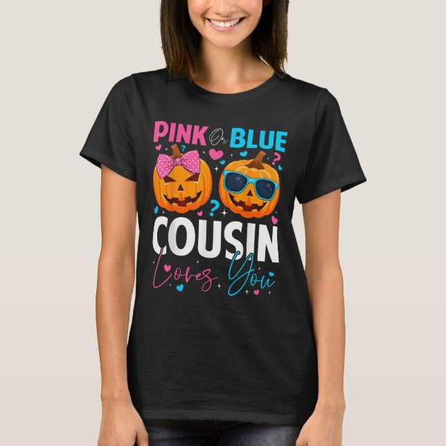 Camiseta Nk Or Blue Cousin Loves You Pumpkin Halloween Gend (Anverso)