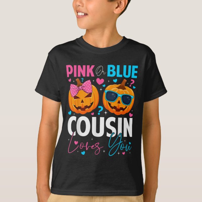 Camiseta Nk Or Blue Cousin Loves You Pumpkin Halloween Gend (Anverso)