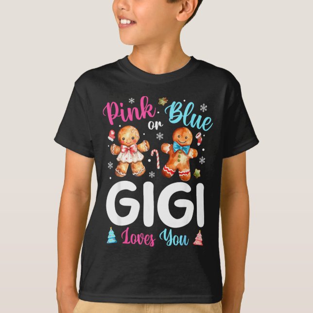 Camiseta Nk Or Blue Gigi Loves You Gender Reveal Christmas  (Anverso)