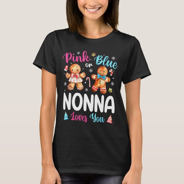 Camiseta Nk Or Blue Nonna Loves You Gender Reveal Christmas (Anverso)