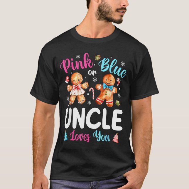 Camiseta Nk Or Blue Uncle Loves You Gender Reveal Christmas (Anverso)