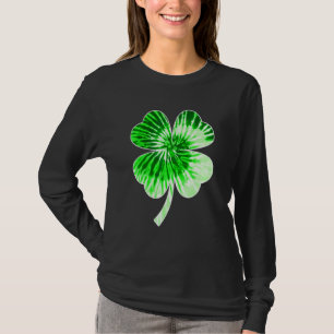Camiseta Nn Green Tie Dye Shamrock Four Leaf C Para Irlandé