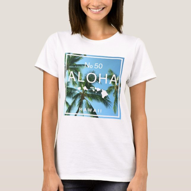 Camiseta No. 50 Aloha Hawaii Palm Island Paradise (Anverso)