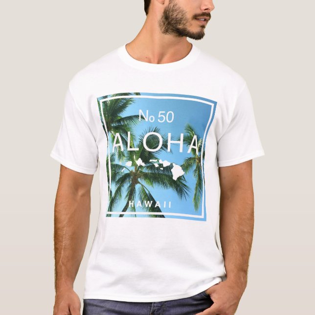 Camiseta No. 50 Aloha Hawaii Palm Island Paradise (Anverso)