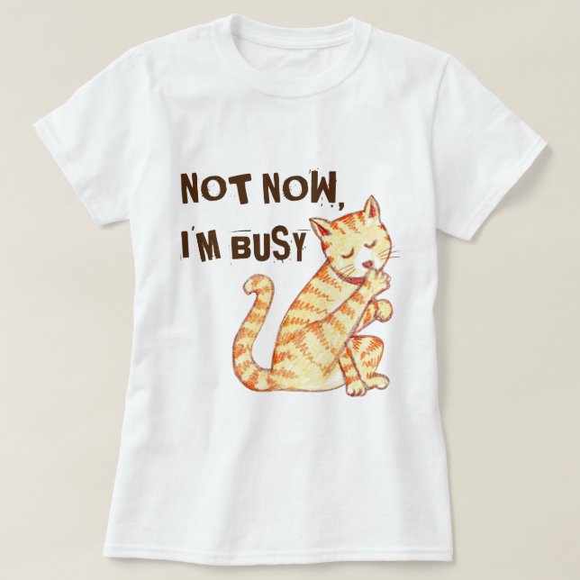 Camiseta "No ahora soy" cita divertida ocupada del gato (Diseño del anverso)
