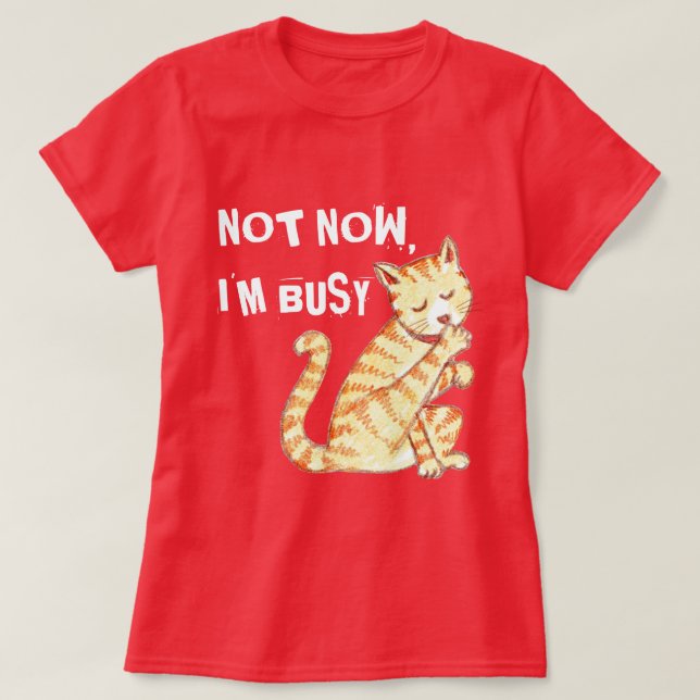 Camiseta "No ahora soy" cita divertida ocupada del gato (Diseño del anverso)