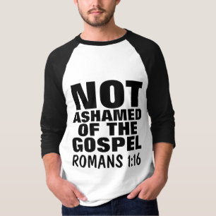 CAMISETA NO ASHAMED DE LAS CAMISAS CHRISTIANAS DE GOSPEL