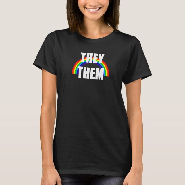 Camiseta No binarios, ellos, Orgullo Transgénero (Anverso)