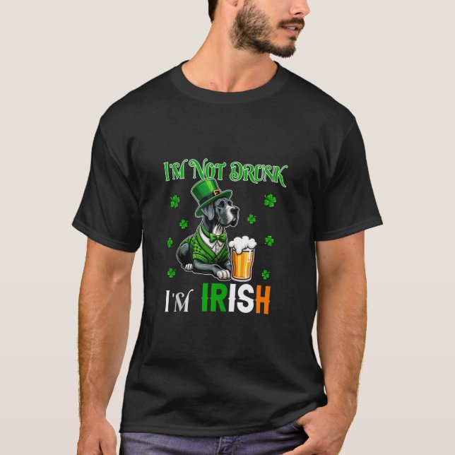 Camiseta No borracho Soy irlandés Patrick Day Great Dane Be (Anverso)