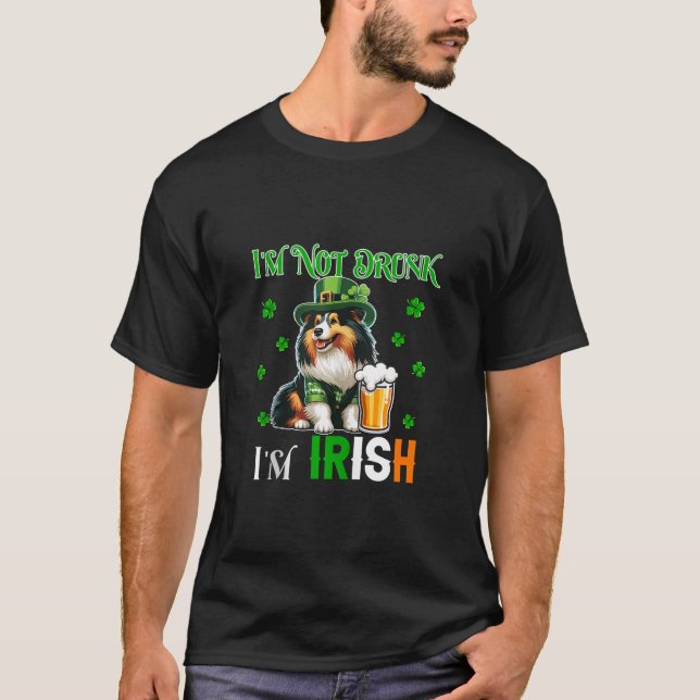 Camiseta No borracho Soy irlandés Patrick Day Sheltie Beer  (Anverso)