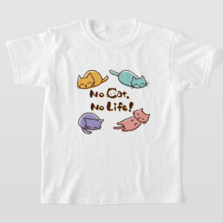 Camiseta No Cat No Life! / Cute Loose Cat Illustration with