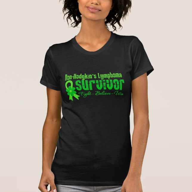 Camiseta No cinta de la flor del superviviente del linfoma (Anverso)