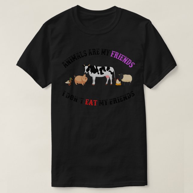 Camiseta No como a mis amigos, vegetariano animal (Diseño del anverso)
