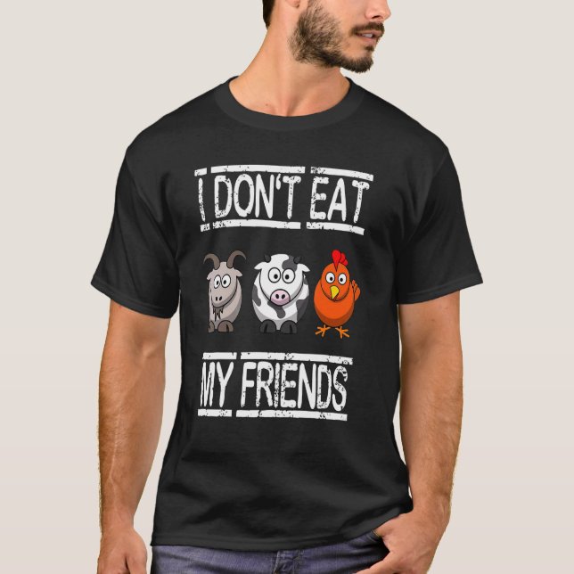 Camiseta No como a mis amigos vegetarianos veganos (Anverso)