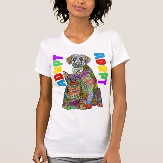 Camiseta No comprar perros y gatos de refugio animal (Anverso)