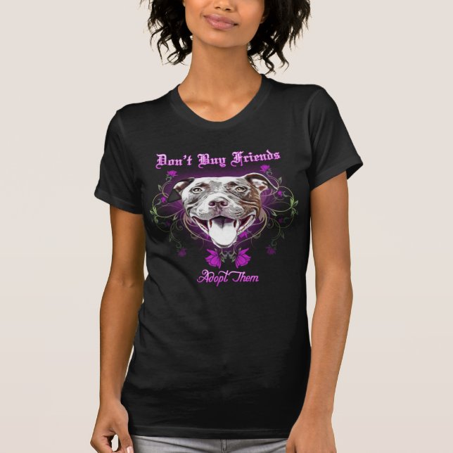 Camiseta No compre a sus amigos, los adoptan (Anverso)