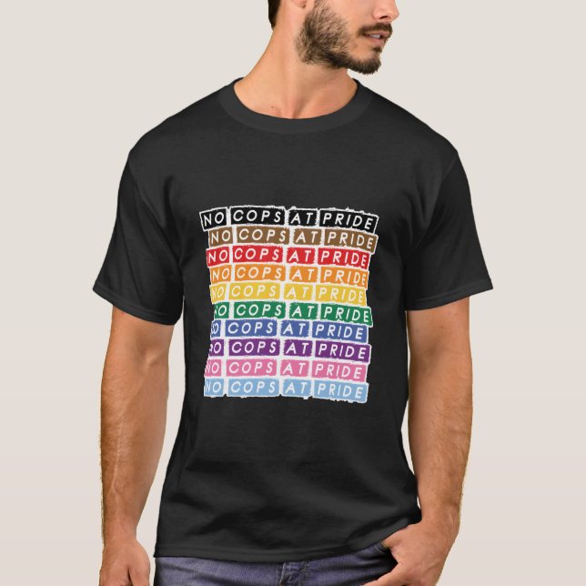 Camiseta No Cops At Pride Lgbtq Inclusive Rainbow Flag Stat (Anverso)