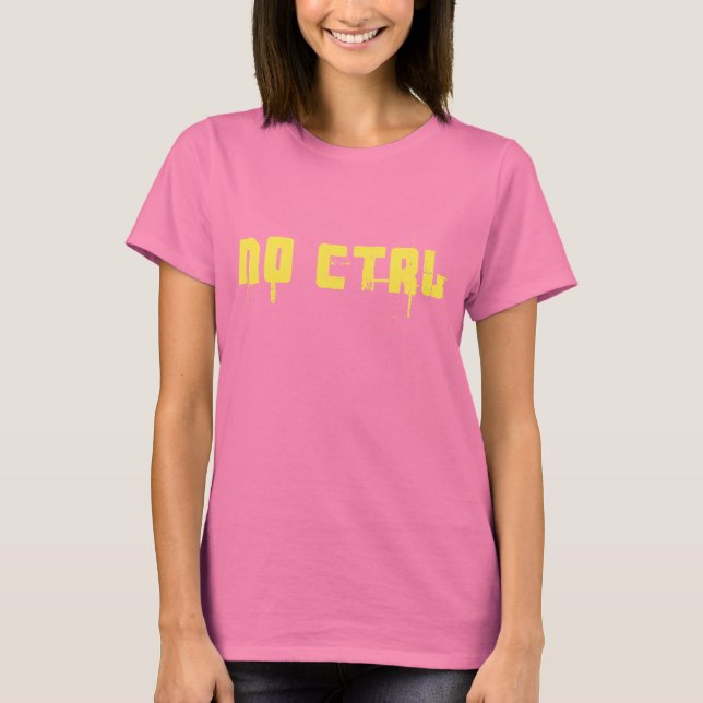 Camiseta NO CTRL - amarillo sobre verde del ejército (Anverso)