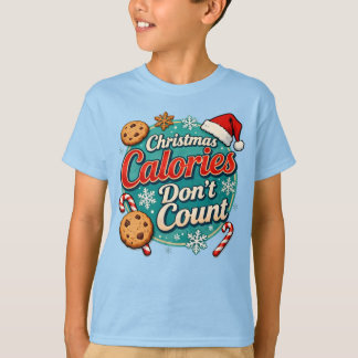 Camiseta No Cuentan las Calorías de Navidad Divertido Santa