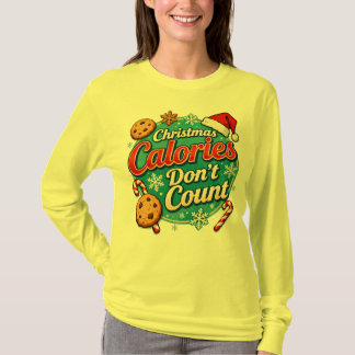 Camiseta No Cuentan las Calorías de Navidad Divertido Santa