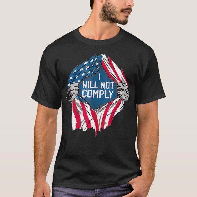 Camiseta No cumpliré la Libertad Médica Bandera de Estados  (Anverso)