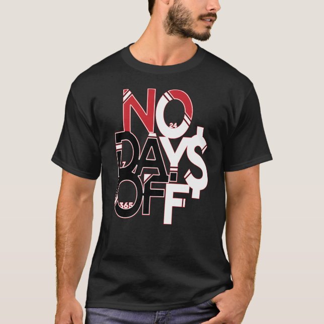 Camiseta No Days Off Clothes & Gear Red Black & White Gym & (Anverso)