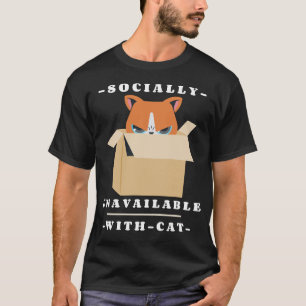 Camiseta No Disponible Socialmente Con Gato Amante De Gatos