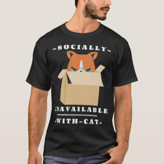 Camiseta No Disponible Socialmente Con Gato Amante De Gatos