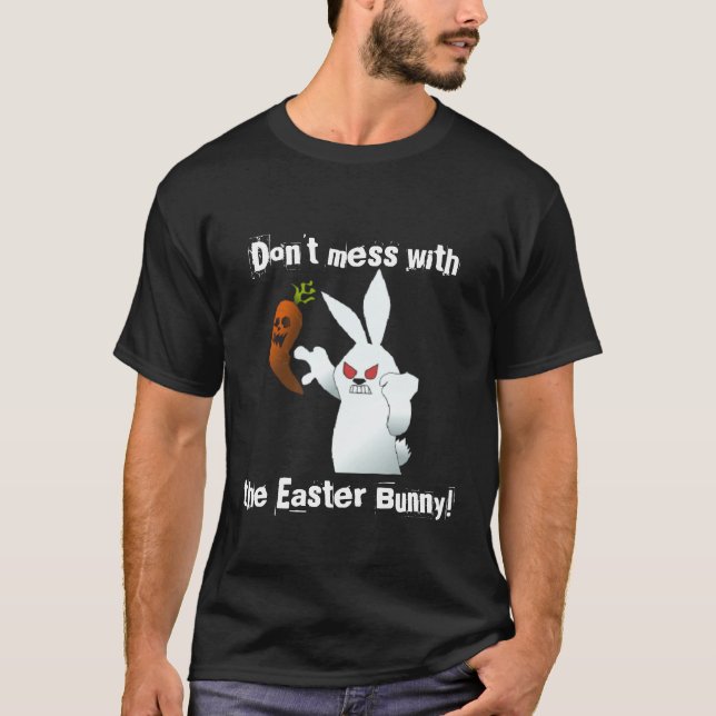 Camiseta No ensucie con el diseño enojado del conejito del (Anverso)