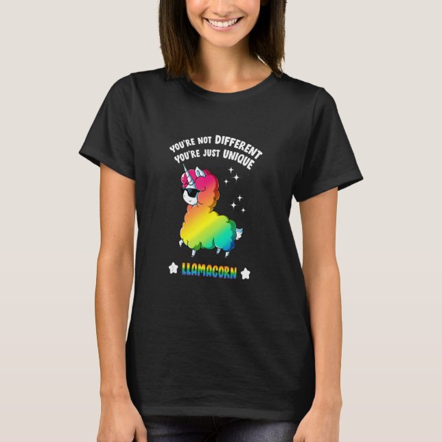 Camiseta No eres diferente, solo eres una Llamacorn única (Anverso)