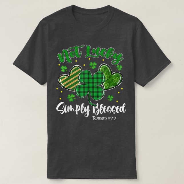 Camiseta No es afortunado simplemente bendecido cristiano S (Diseño del anverso)