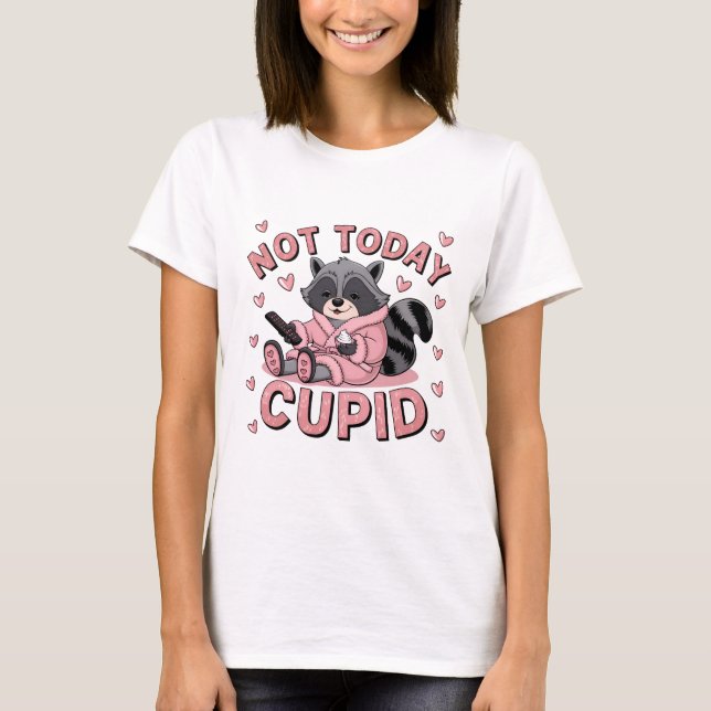 Camiseta No es ahora cupido - Raccoon dice no a cupido (Anverso)