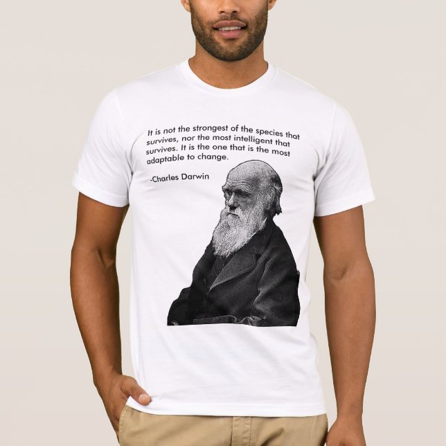 Camiseta No es el más fuerte…. - Charles Darwin (Anverso)