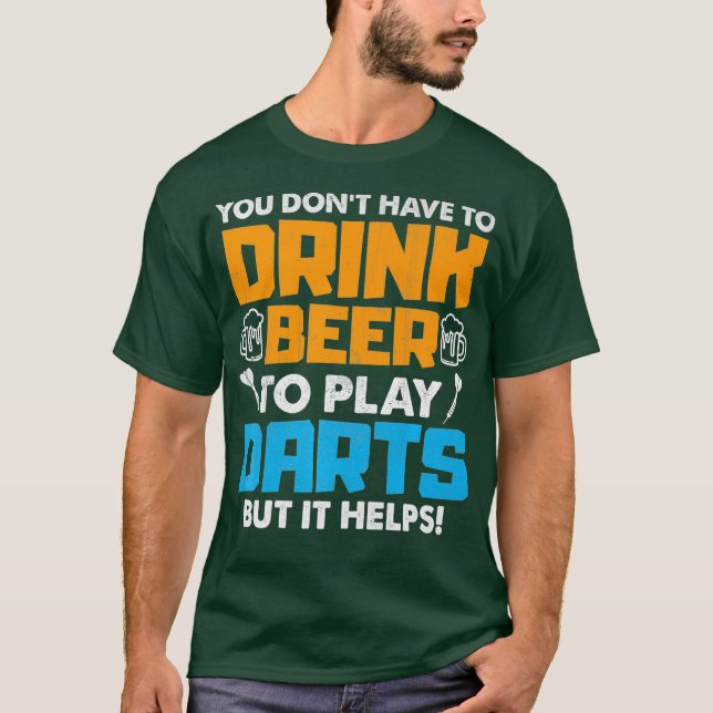 Camiseta No Es Necesario Beber Cerveza Para Jugar Dardos, P (Anverso)