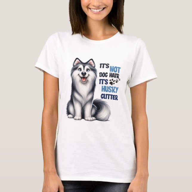Camiseta No es pelo de perro es Purpurina Husky (Anverso)