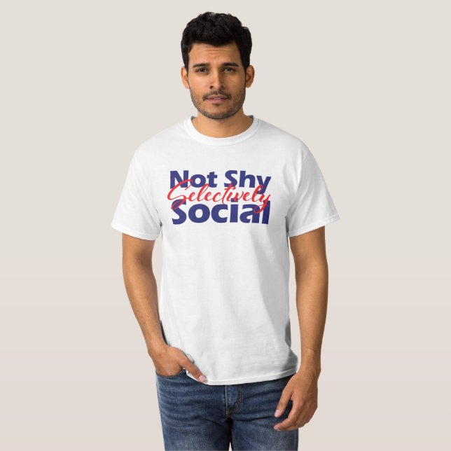 Camiseta No es tímido selectivamente negrita social rojo y  (Anverso completo)