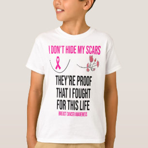 Camiseta No escondas mis cicatrices, son el cáncer de mama 