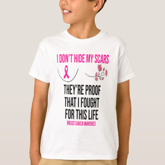 Camiseta No escondas mis cicatrices, son el cáncer de mama 