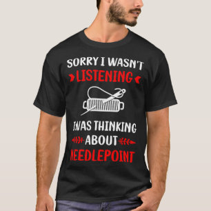 Camiseta No escuchar el trabajo de lienzo de Needlepoint