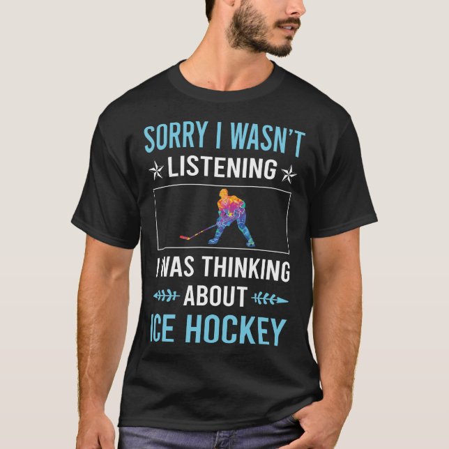 Camiseta No escuchar hockey sobre hielo (Anverso)