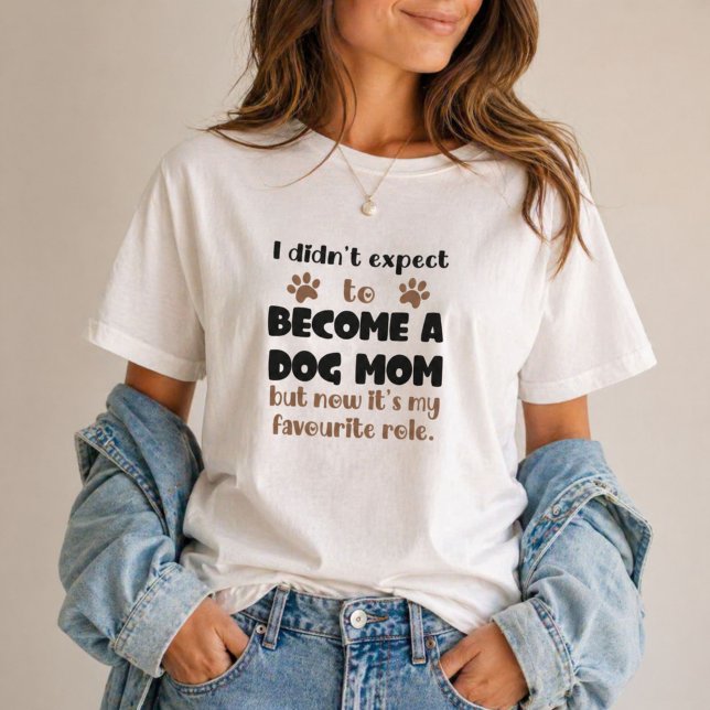 Camiseta No esperaba convertirme en mamá de un perro, mi ro (Cute dog mom quote tee with soft comfy fit, perfect casual wear for pet lovers everyday style.)