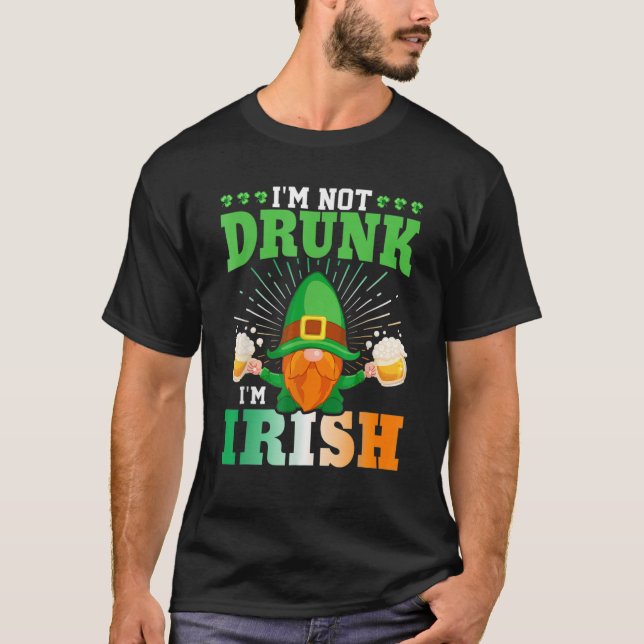 Camiseta No estoy borracho Soy irlandés Gnome Fun Beer St.  (Anverso)