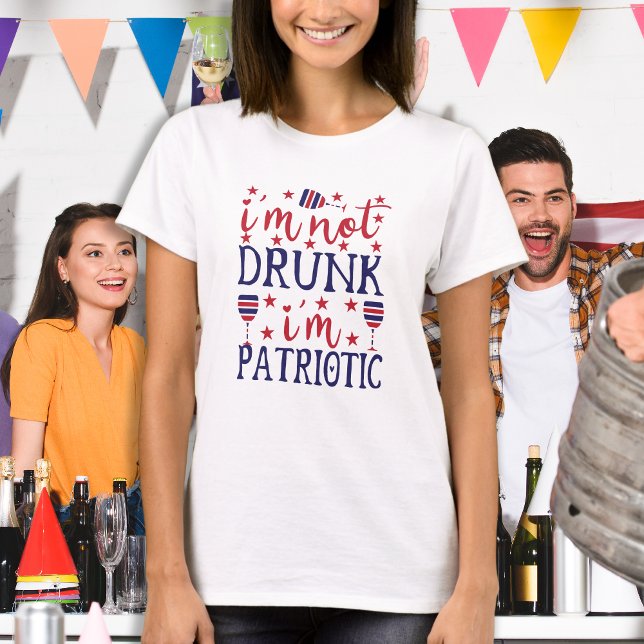 Camiseta No estoy borracho Soy Patriótico Wine Lover 4 de J (Subido por el creador)