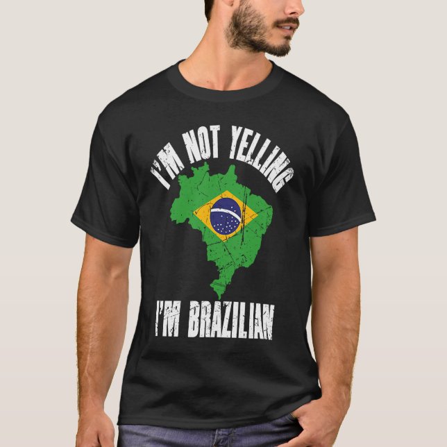Camiseta No estoy gritando soy brasileño retro angustiado (Anverso)