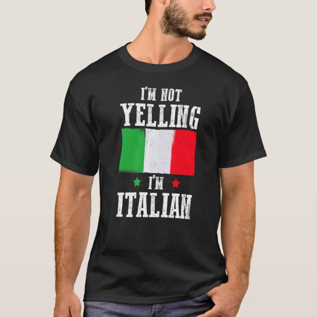 Camiseta No estoy gritando soy italiano Pun Italy Flag Humo (Anverso)