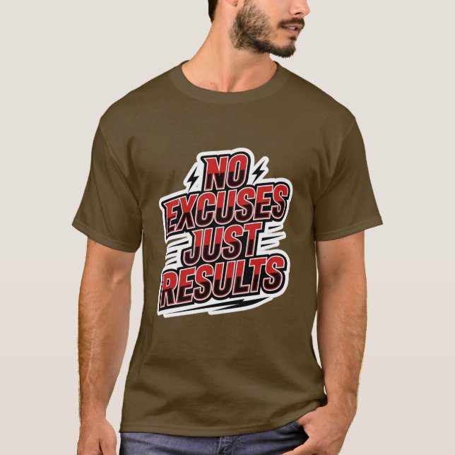 Camiseta No Excuses Just Results – Bold Athletic Motivation (Anverso)